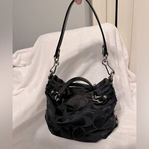 Coach black OP Art Signature Sateen Brooke Bag